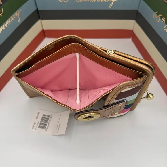 COACH LEGACY STRIPE FRAMED WALLET WITH KISSLOCK COIN - Picture 5 of 16